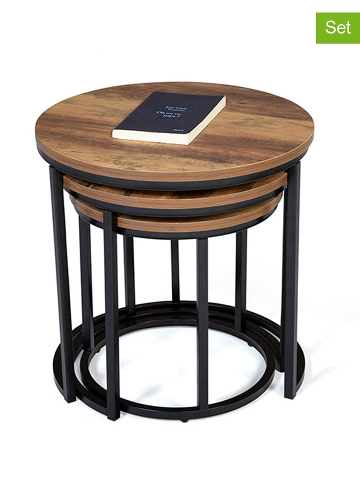 IDOMYA Essentials Ławy (3 szt.) "Elize" w kolorze brązowo-czarnym rozmiar: onesize