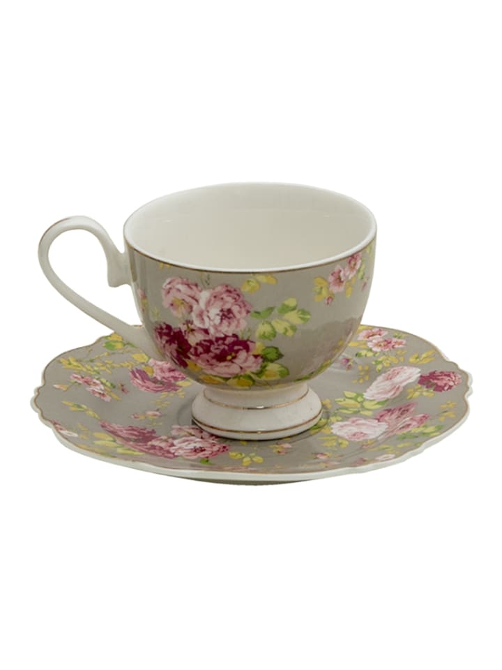 Clayre & Eef Filiżanka w kolorze zielono-jasnoróżowym - 200 ml rozmiar: onesize