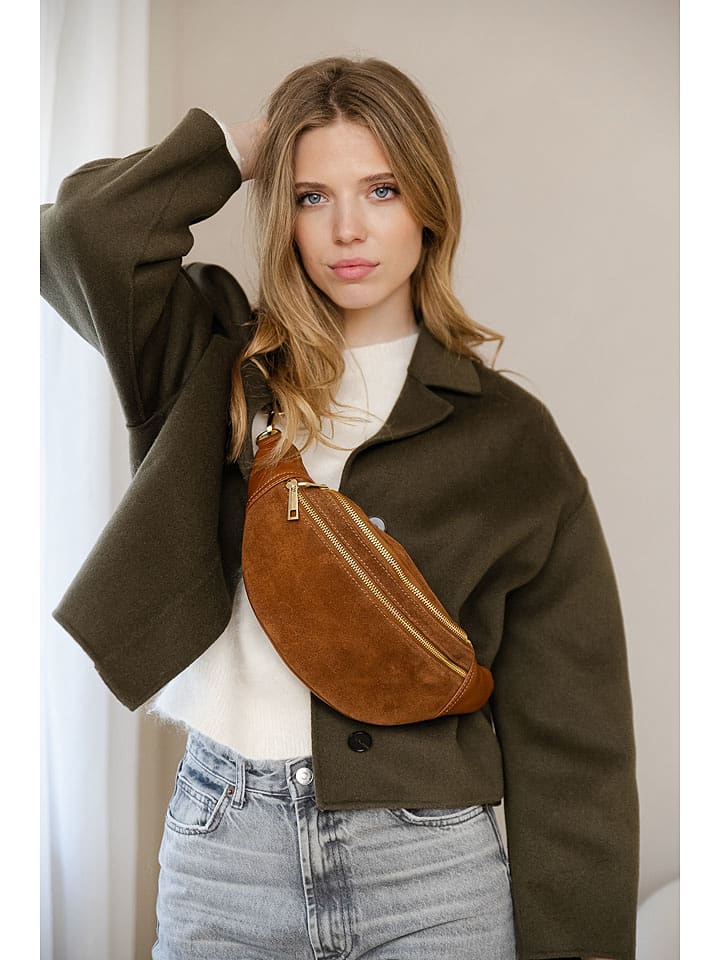 Anna Morellini Skórzana saszetka "Carola" w kolorze karmelowym - 32 x 16 x 9,5 cm rozmiar: onesize