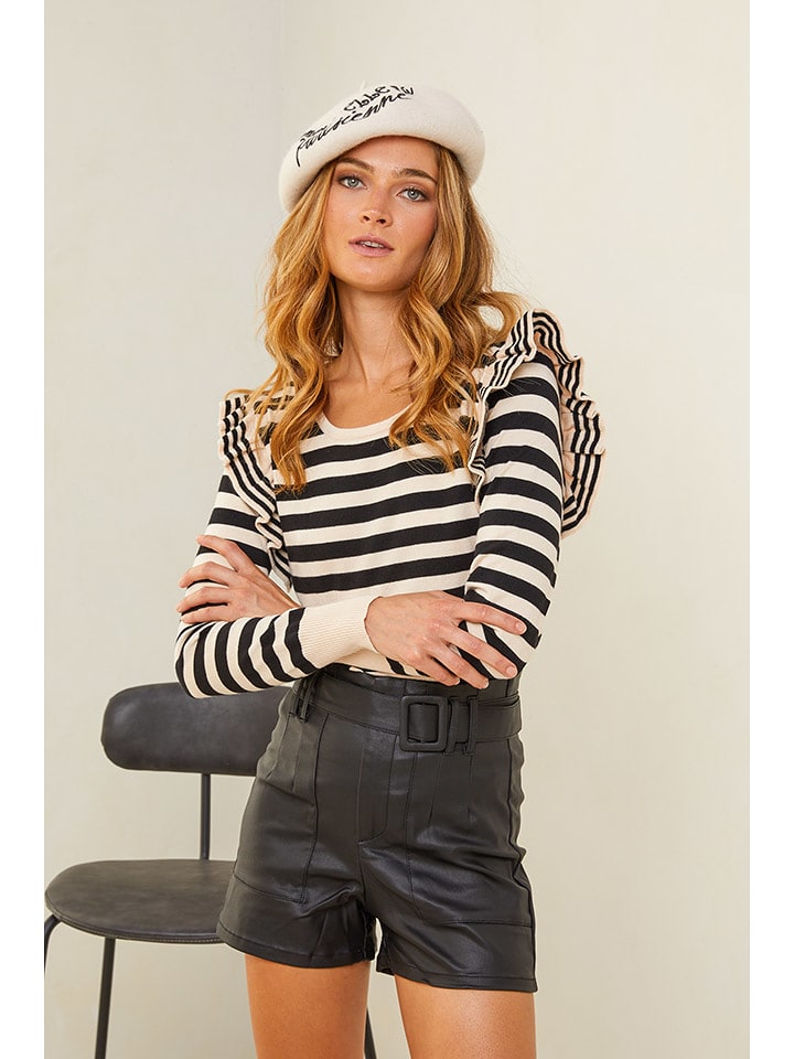 Plume Sweter "Abiel" w kolorze kremowo-czarnym rozmiar: M