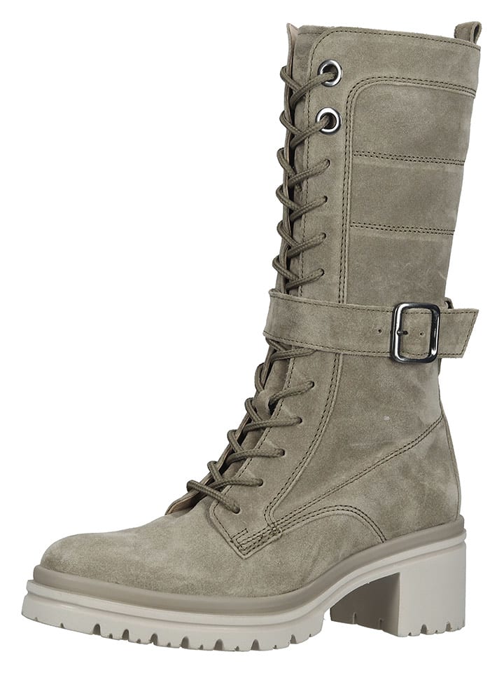 Gabor Skórzane kozaki w kolorze khaki rozmiar: 40