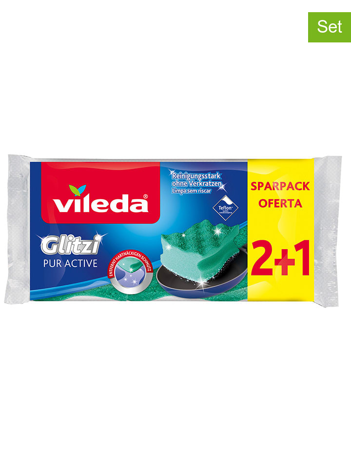 Vileda Gąbki (12 szt.) "Glitzi Pur Active 2+1" do mycia naczyń rozmiar: onesize