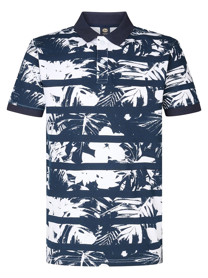 Petrol Industries Koszulka polo w kolorze granatowo-białym rozmiar: L