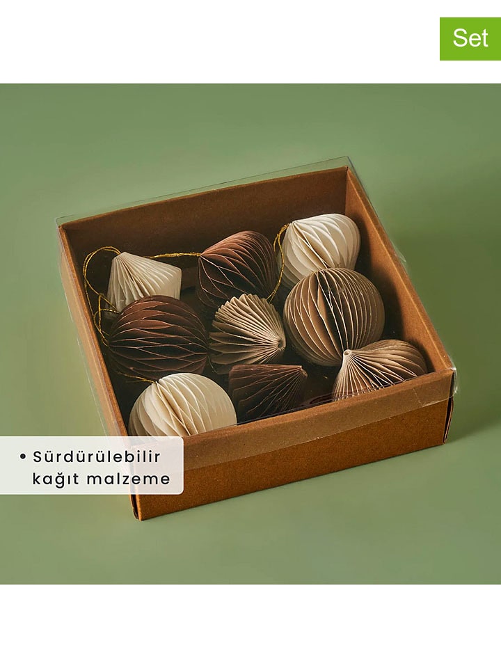 BELLA MAISON Ozdoby choinkowe (9 szt.) w kolorze brązowo-beżowym - Ø 6 cm rozmiar: onesize