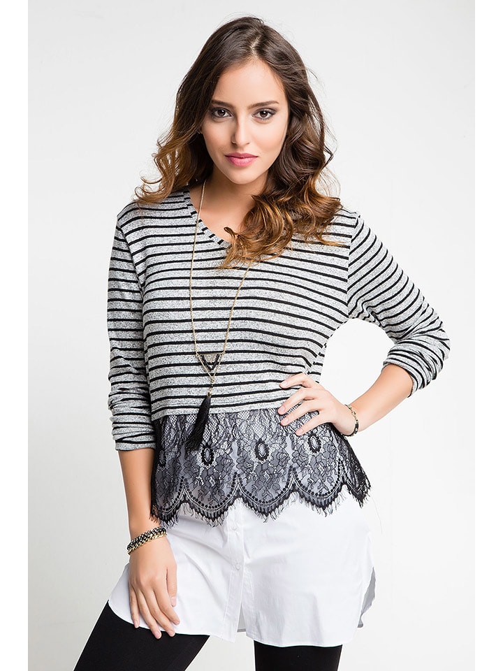 So You Bluzka w kolorze szaro-białym rozmiar: L