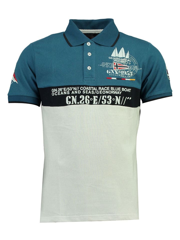 Geographical Norway Koszulka polo "Kassovitz" w kolorze niebiesko-białym rozmiar: 140