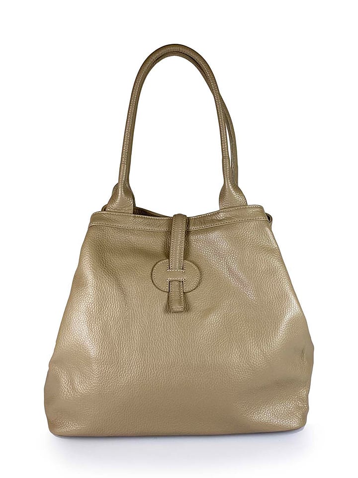 Florence Bags Skórzany shopper bag "Fr" w kolorze szarobrązowym - 42 x 38 x 6 cm rozmiar: onesize