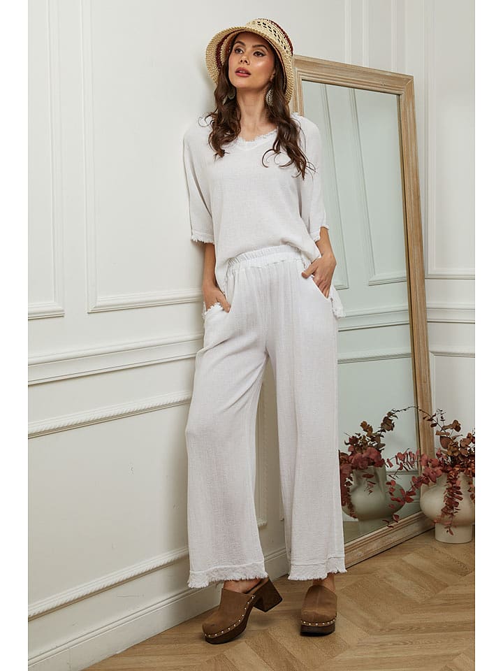 La Compagnie Du Lin Bluzka "Folies" w kolorze białym rozmiar: XL