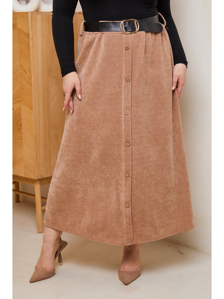 Curvy Lady Spódnica w kolorze jasnobrązowym rozmiar: 48/50