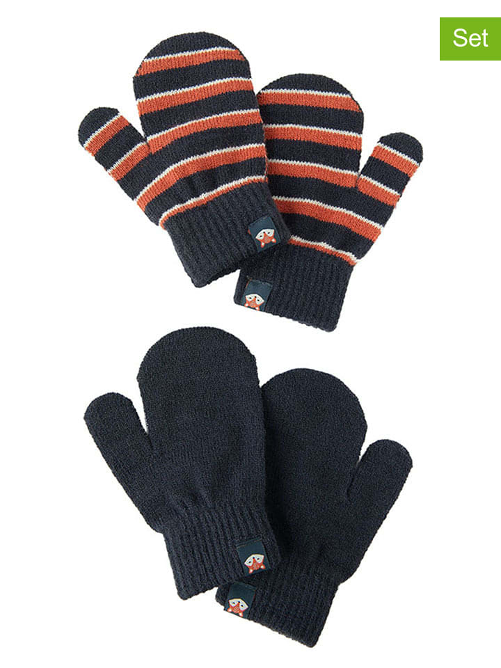 COOL CLUB Rękawiczki (2 pary) w kolorze granatowo-pomarańczowym rozmiar: 74/86