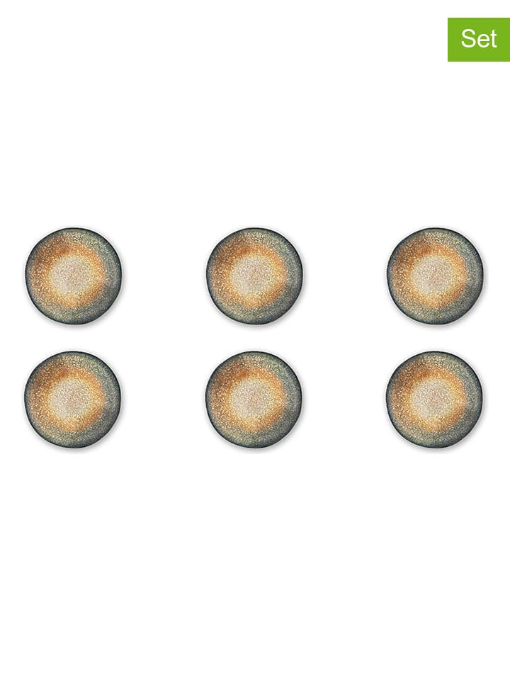 Trendy Kitchen by EXCÉLSA Talerze głębokie (6 szt.) "Efesto" w kolorze morsko-musztardowym - Ø 21 cm rozmiar: onesize