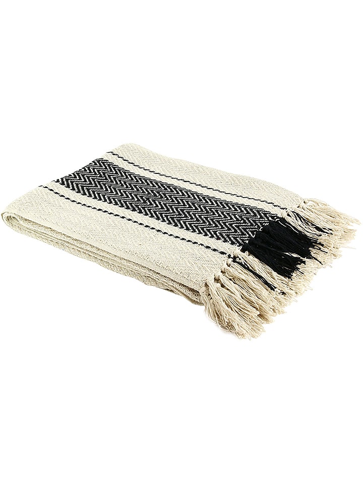 Ethnical Life Bawełniany pled w kolorze kremowo-czarnym - 150 x 120 cm rozmiar: onesize