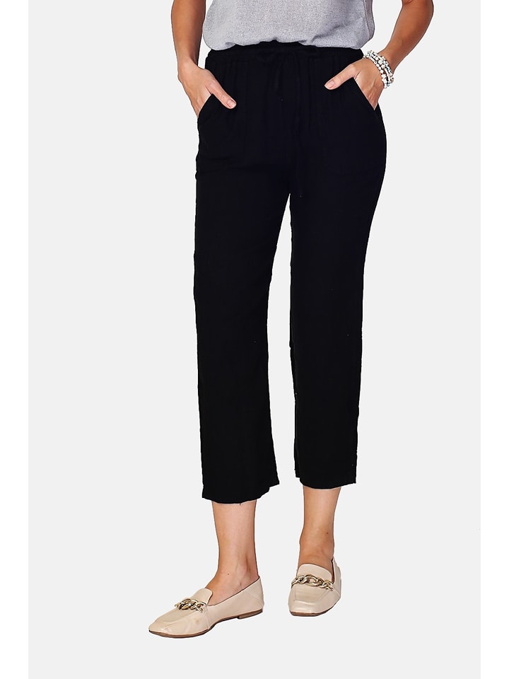 Le Jardin du Lin Lniane spodnie w kolorze czarnym rozmiar: 42