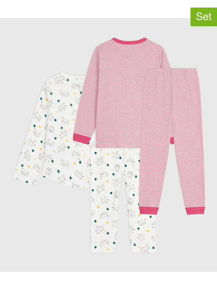 PETIT BATEAU Piżamy (2 szt.) w kolorze białym i jasnoróżowym rozmiar: 86