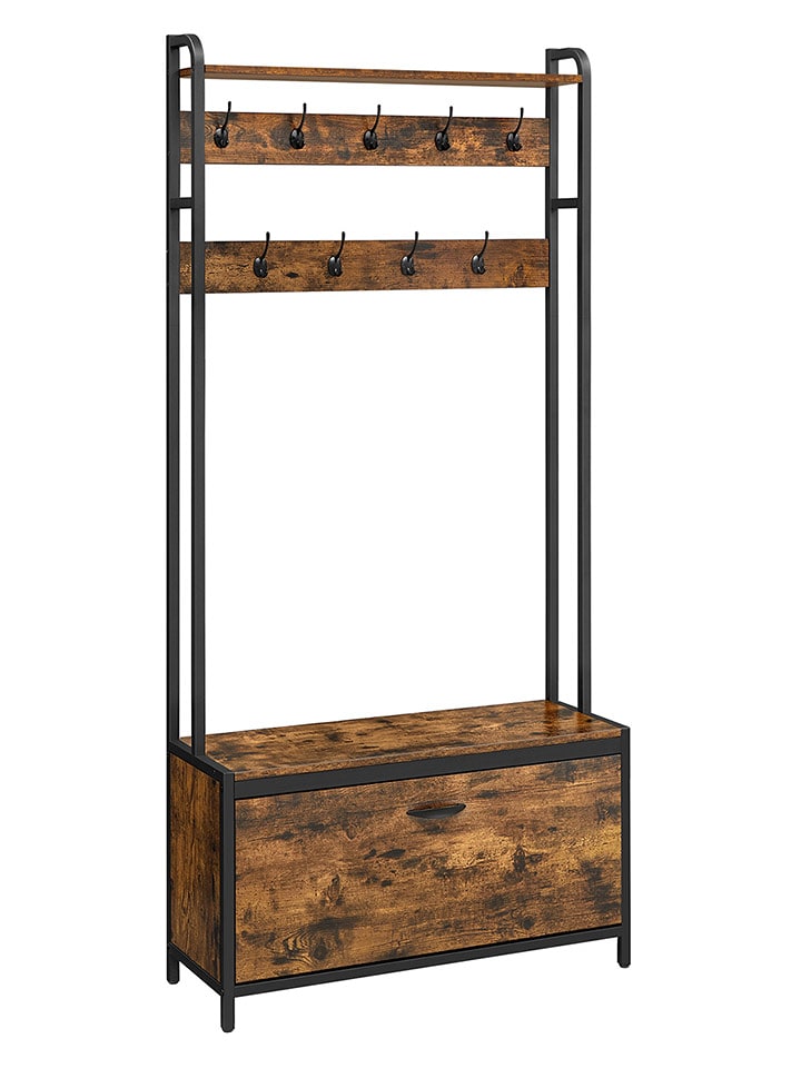 Songmics Wieszak stojący w kolorze brązowo-czarnym - 85 x 180 x 30 cm rozmiar: onesize