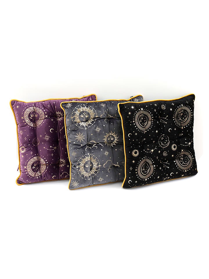 SiL Interiors Poduszki (3 szt.) w kolorze fioletowo-szaro-czarnym - 40 x 40 cm rozmiar: onesize