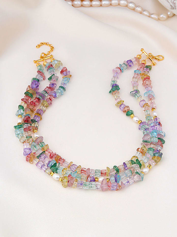 Pierres de Jade Pozłacany naszyjnik z elementami ozdobnymi - dł. 40 cm rozmiar: onesize