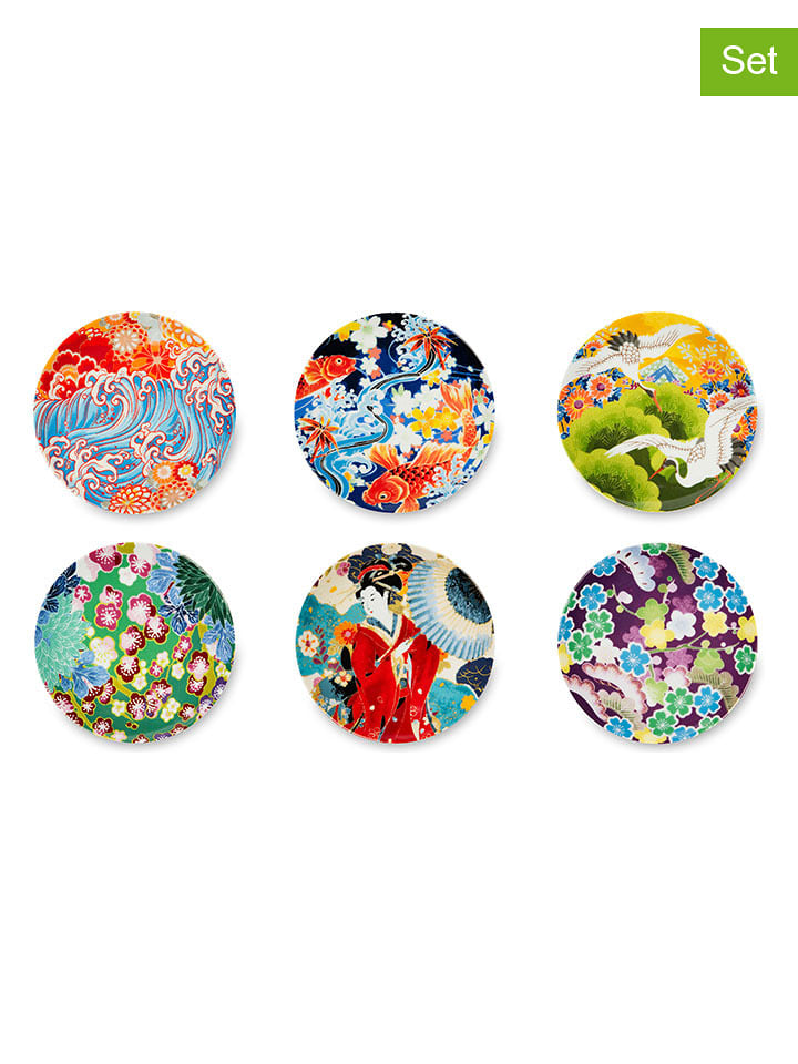 Trendy Kitchen by EXCÉLSA Talerze (6 szt.) "Kimono" ze wzorem na pieczywo - Ø 15 cm rozmiar: onesize