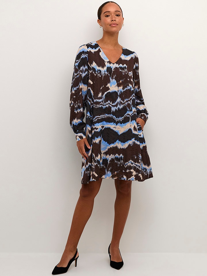 Kaffe Sukienka "Susana" w kolorze ciemnobrązowo-błękitnym rozmiar: 40