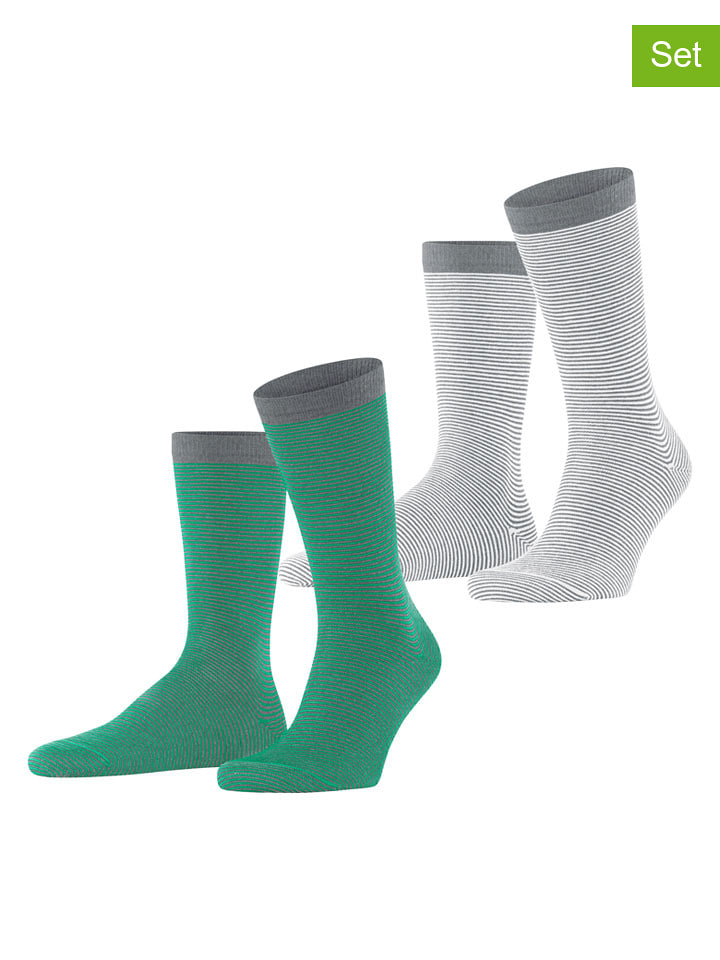 ESPRIT Skarpety (2 pary) w kolorze zielono-szarym rozmiar: 39-42