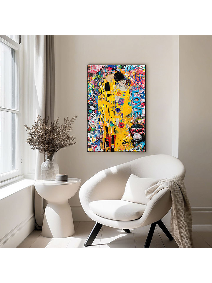 Orangewallz Druk artystyczny "Graffiti Kiss" w ramce rozmiar: 60x90 cm