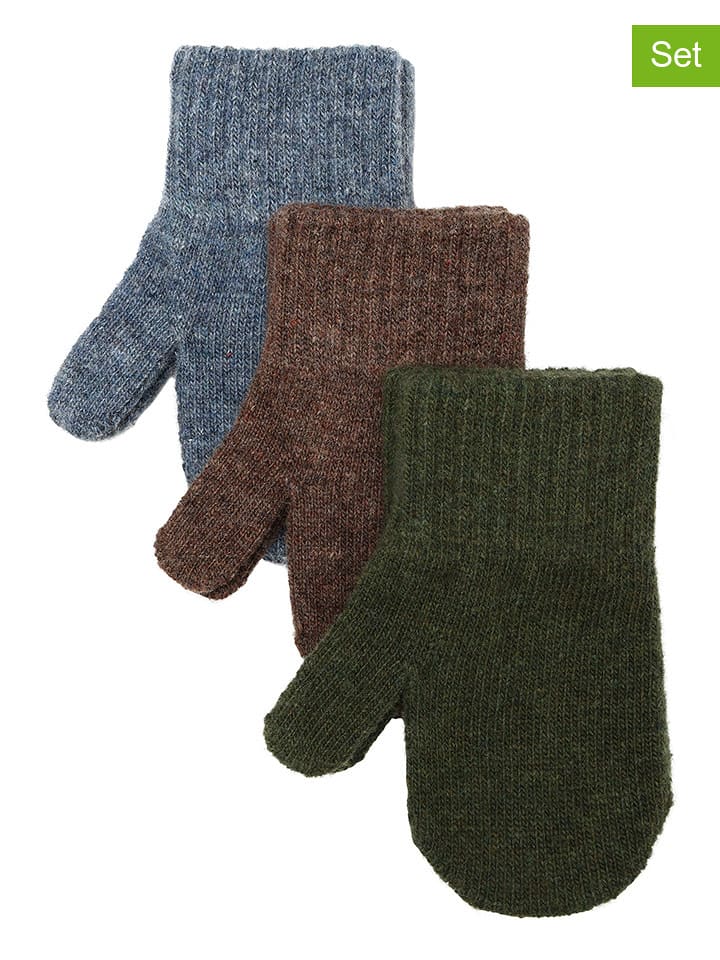 mikk-line Rękawiczki (3 pary) w kolorze szarym, jasnobrązowym i zielonym rozmiar: 50-92