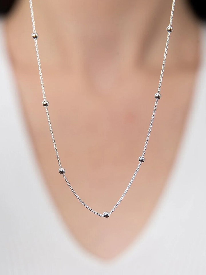 Miu Silver Srebrny naszyjnik z elementami ozdobnymi - dł. 42 cm rozmiar: onesize