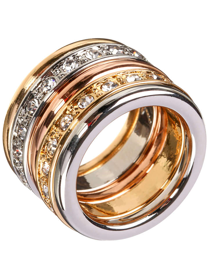 LA CHIQUITA Pozłacany pierścionek z kryształami rozmiar: 58