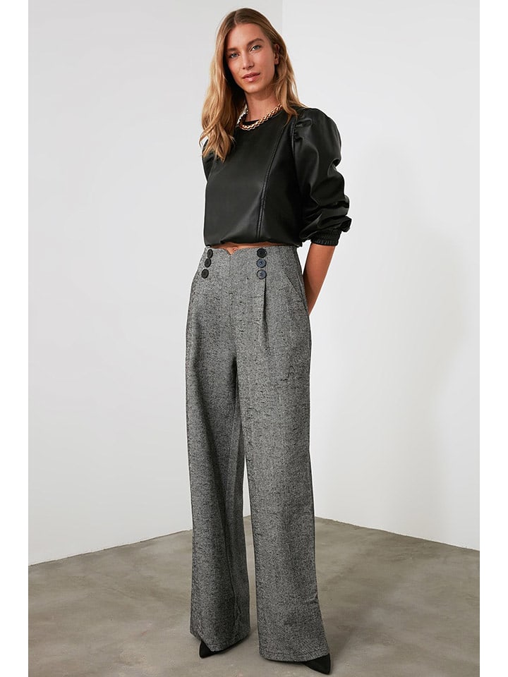 trendyol Spodnie w kolorze czarno-białym rozmiar: 34