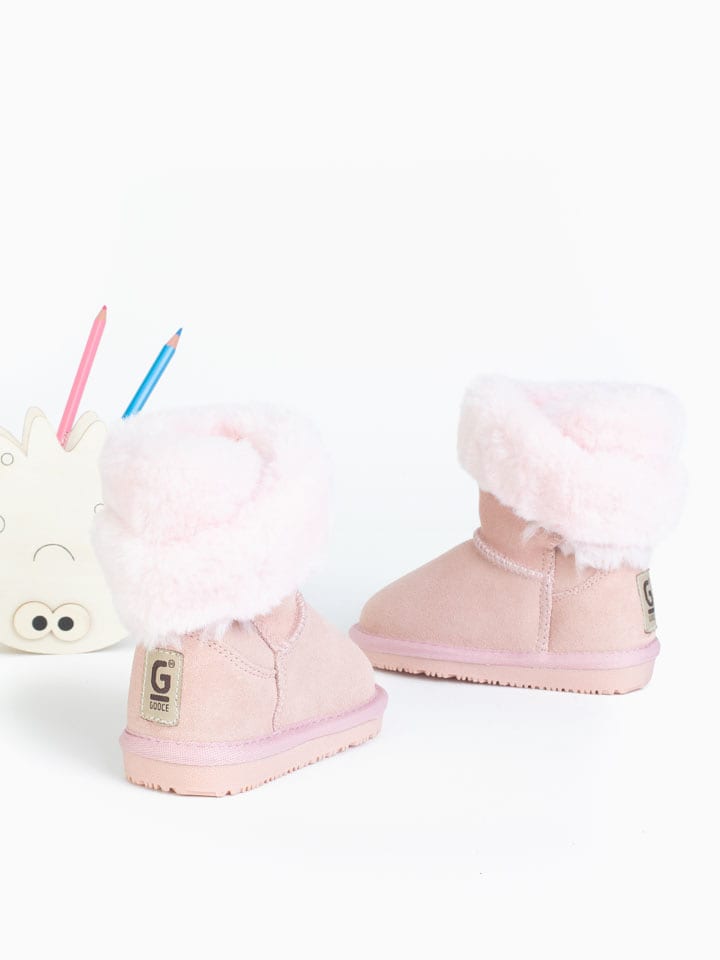 Gooce Skórzane botki zimowe "Britany" w kolorze jasnoróżowym rozmiar: 26