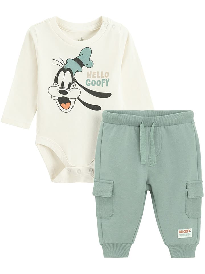 COOL CLUB 2-częściowy zestaw w kolorze kremowo-zielonym rozmiar: 80