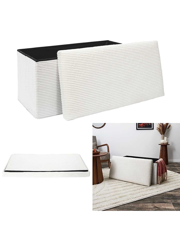 THE HOME DECO FACTORY Ławka w kolorze beżowym ze schowkiem - 76 x 38 x 38 cm rozmiar: onesize