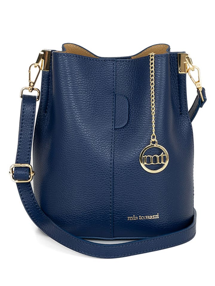 Mia Tomazzi Skórzana torebka "Vepra" w kolorze granatowym - 20 x 23 x 14 cm rozmiar: onesize