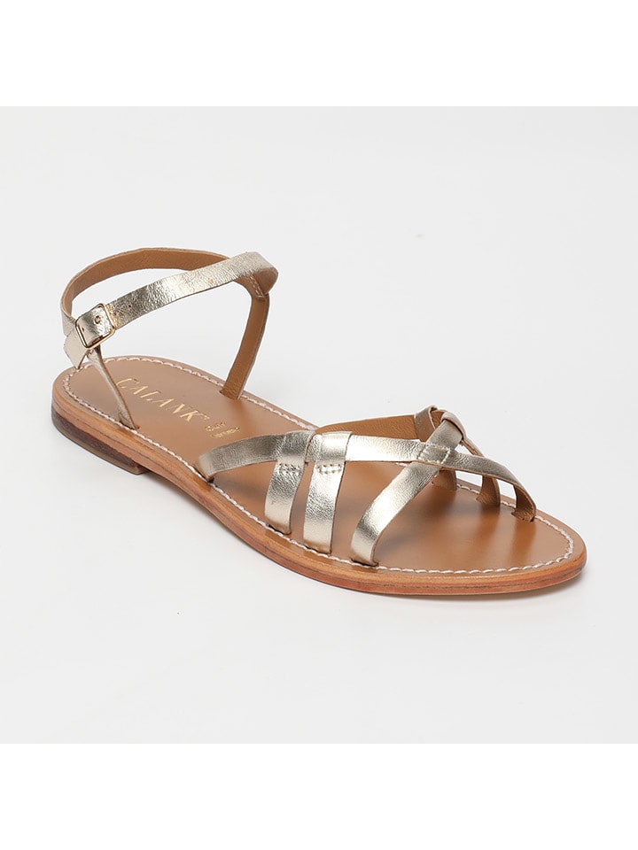 CALANK Skórzane sandały w kolorze srebrnym rozmiar: 39