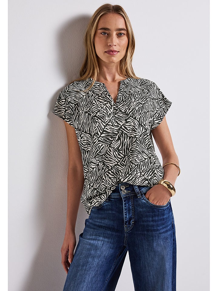 Street One Bluzka w kolorze biało-czarnym rozmiar: 40