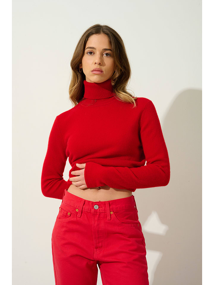 AUTHENTIC CASHMERE Kaszmirowy golf "Bise" w kolorze czerwonym rozmiar: M