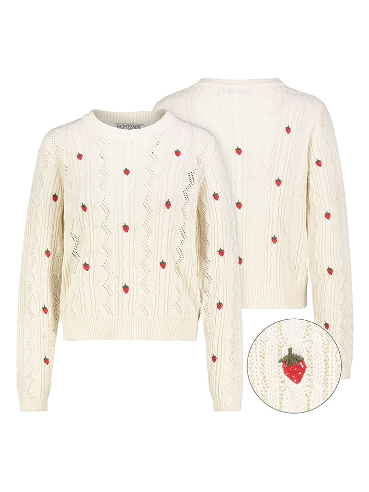 Eight2Nine Sweter w kolorze kremowo-czerwonym rozmiar: L