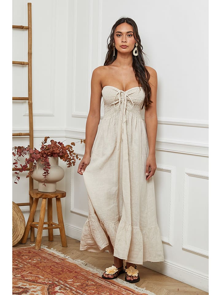 La Compagnie Du Lin Lniana sukienka w kolorze kremowym rozmiar: M