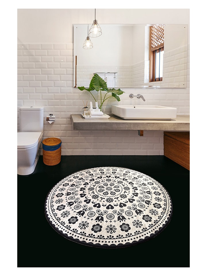 Elizabed Dywanik łazienkowy w kolorze beżowo-czarnym rozmiar: 100 cm