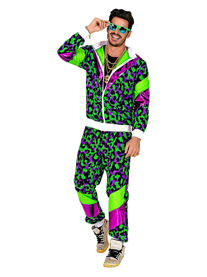 Carnival Party 2-częściowy kostium "80's tracksuit" w kolorze zielonym rozmiar: L