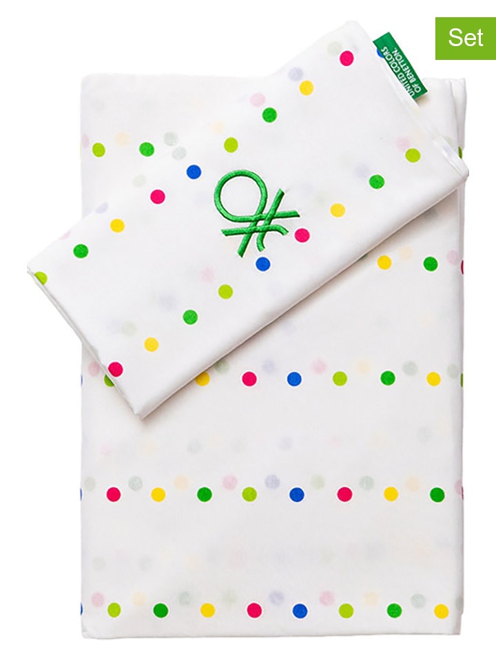 Benetton 3-częściowy komplet pościeli w kolorze białym ze wzorem rozmiar: 140x200 cm