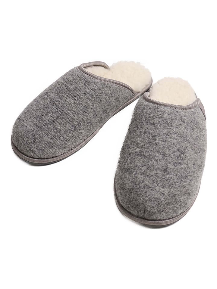Kaiser Naturfellprodukte H&L Wełniane klapki "Cosy Filz" w kolorze szarym rozmiar: 36/37