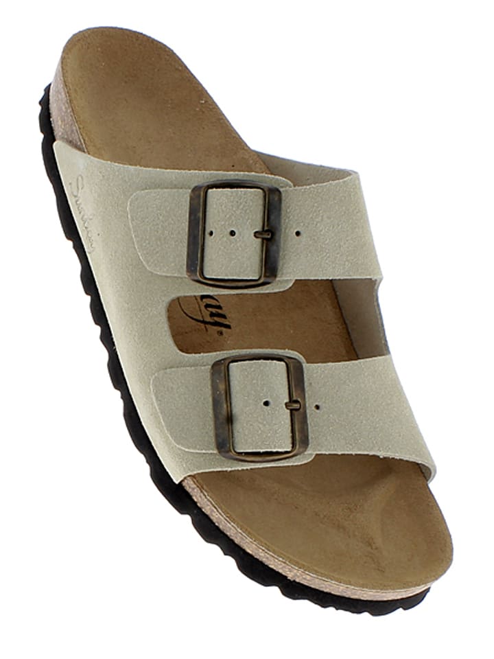 Sunbay Skórzane klapki "Trefle" w kolorze beżowym rozmiar: 40