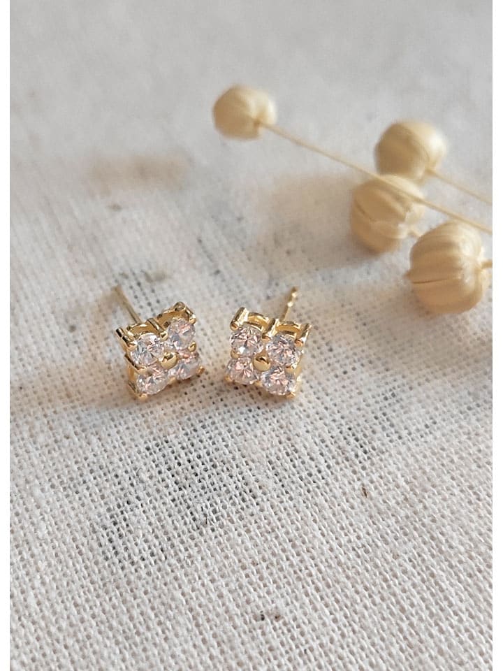 Miu Silver Pozłacane kolczyki-wkrętki z cyrkoniami rozmiar: onesize