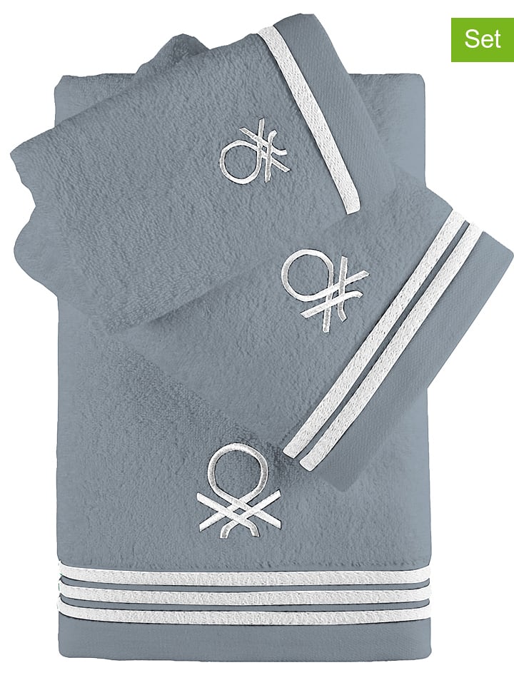 Benetton 3-częściowy zestaw ręczników w kolorze szarym rozmiar: onesize