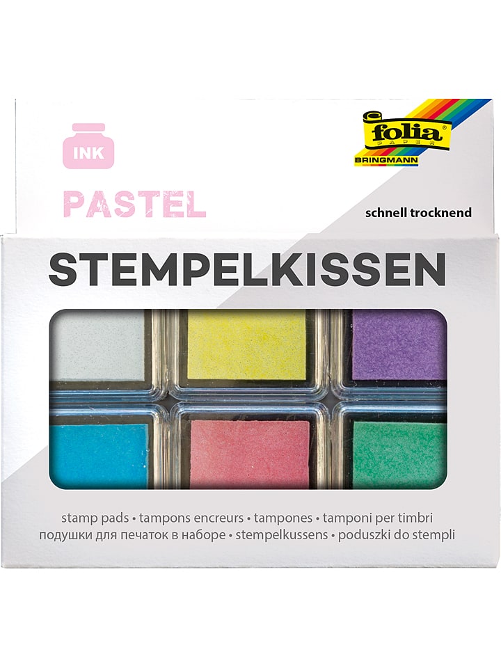 folia PAPER Poduszeczki (6 szt.) "Pastels" w różnych kolorach do tuszu rozmiar: onesize