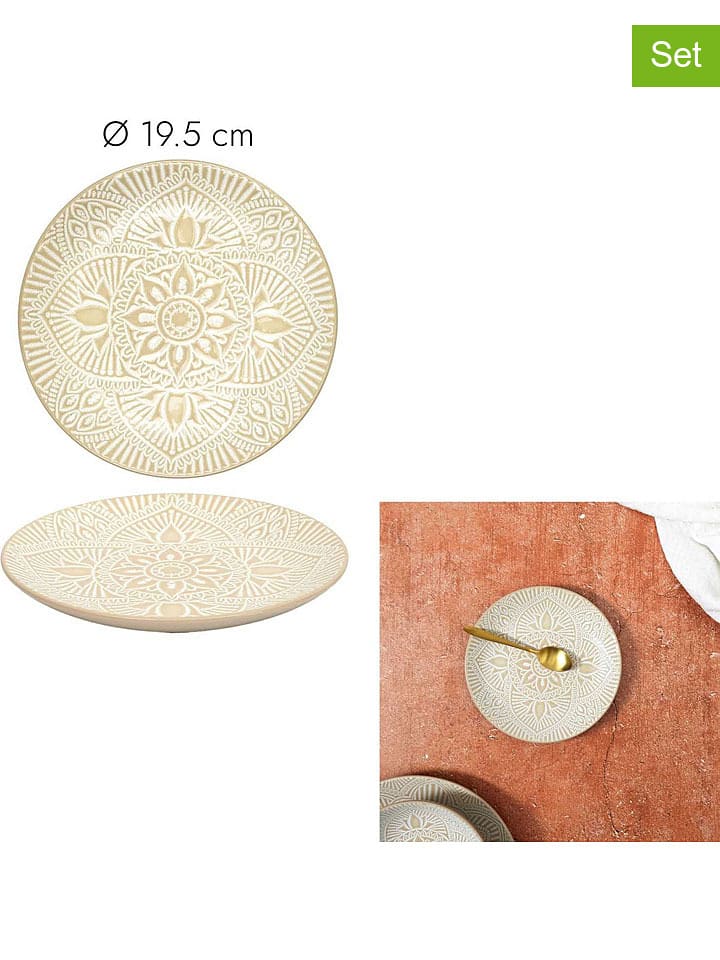 Ethnical Life Talerze śniadaniowe (6 szt.) "Sahara" w kolorze beżowym - Ø 19,5 cm rozmiar: onesize