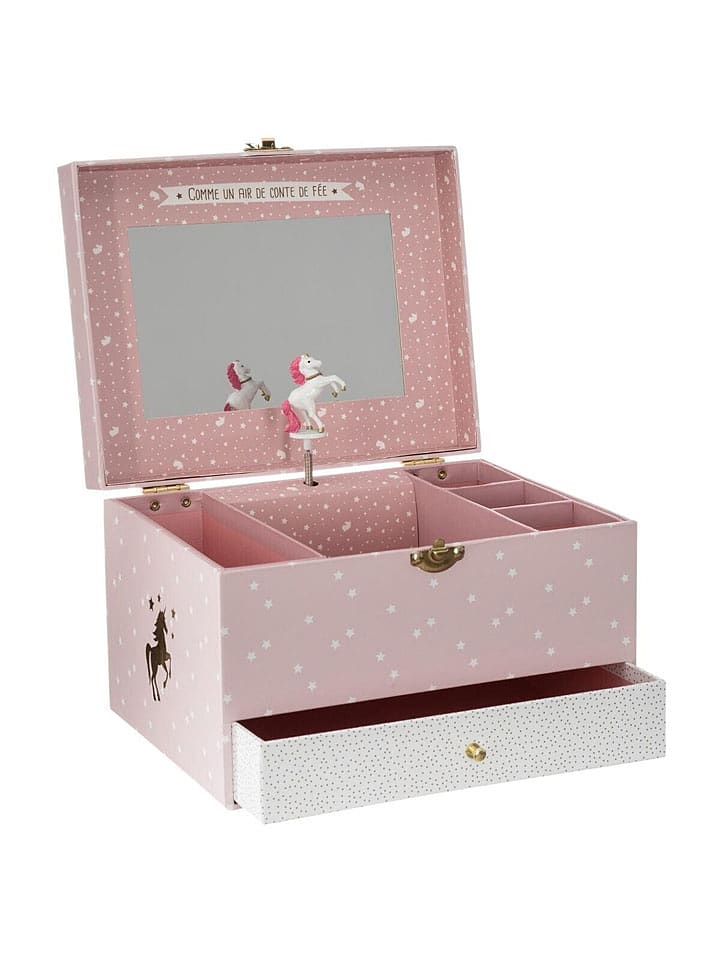 WellHome for Kids Szkatułka w kolorze biało-jasnoróżowym z pozytywką - 21,5 x 16,5 x 13,8 cm rozmiar: onesize