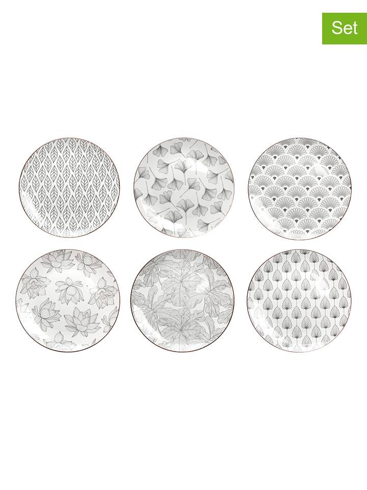 Ard'time Talerze obiadowe (6 szt.) "Sasebo" w kolorze biało-szarym - Ø 27 cm rozmiar: onesize