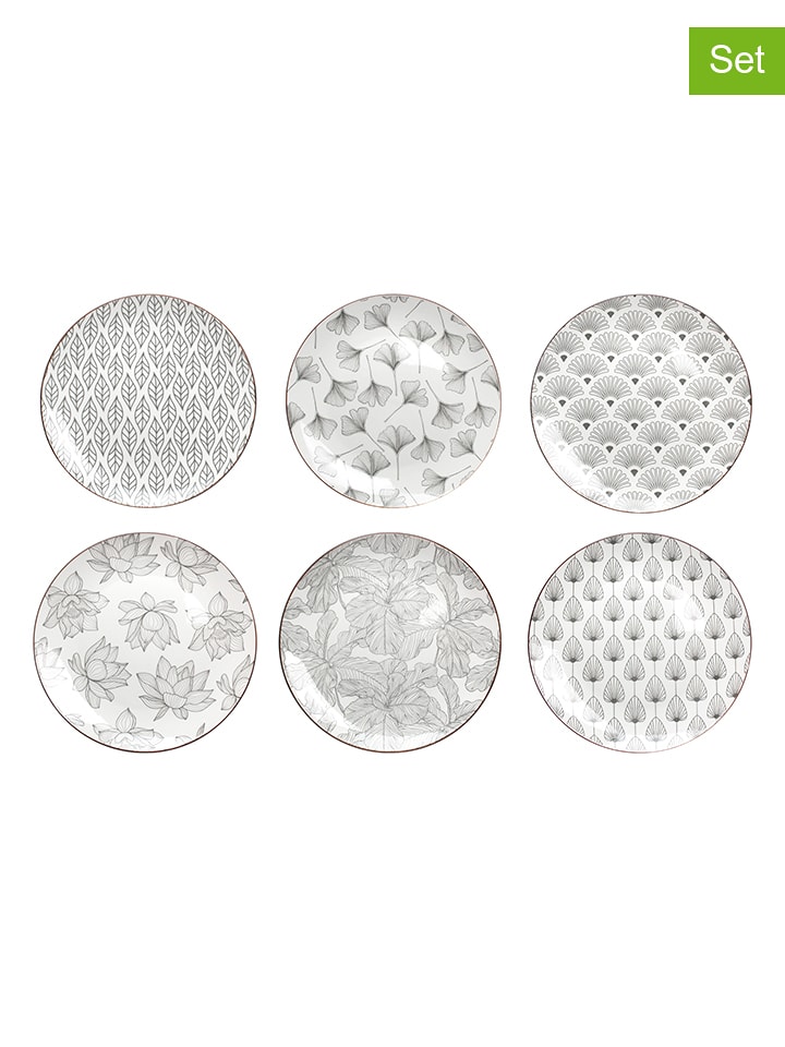 Ard'time Talerze obiadowe (6 szt.) "Sasebo" w kolorze biało-szarym - Ø 27 cm rozmiar: onesize